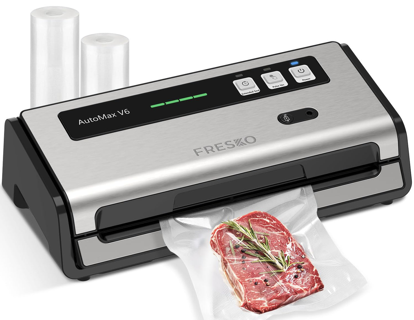 FRESKO Automatic Vacuum Sealer Machine, 140 Watt Food Vacuum Sealer with Double Heat Seal, Built-in Cutter & Bag Storage, Professional Vacuum Pack