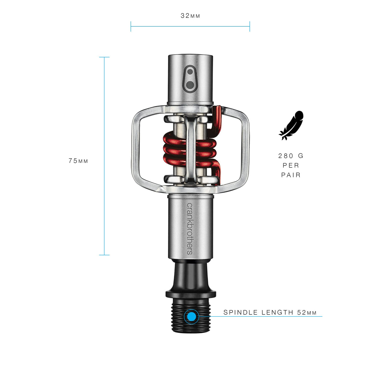 Crankbrothers Eggbeater-1 Pedals, Silver with Red Spring