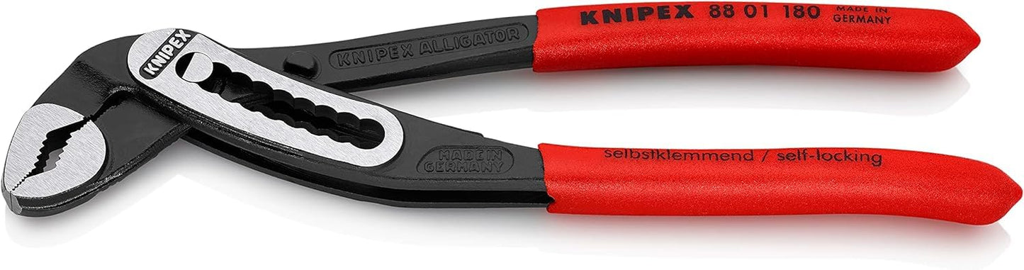 KNIPEX Alligator Water Pump Pliers with Non-Slip Plastic Coating 180 mm, 88 01 180