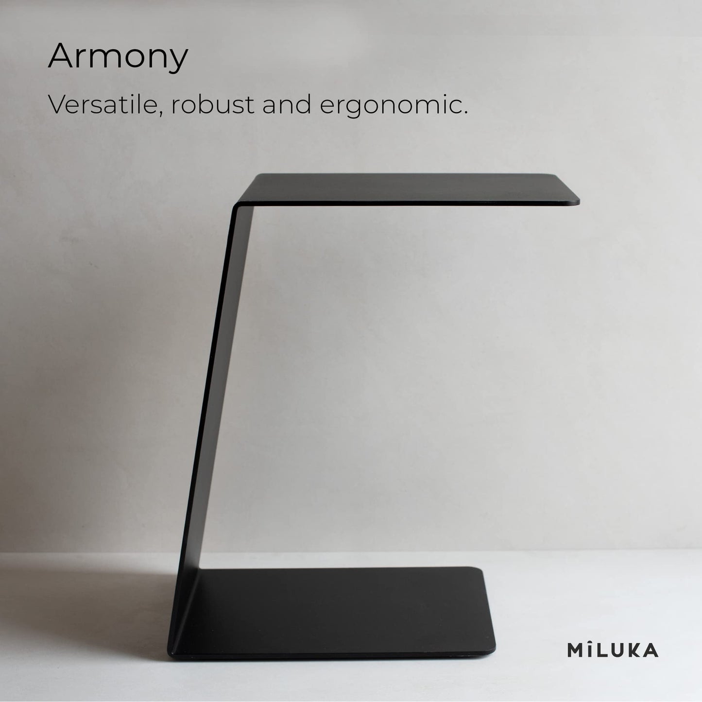 MILUKA Black Side Table Living room | C Table as a Small Coffee Table for Sofa, Slim Bedside Table or Under Sofa table | Narrow Side Table