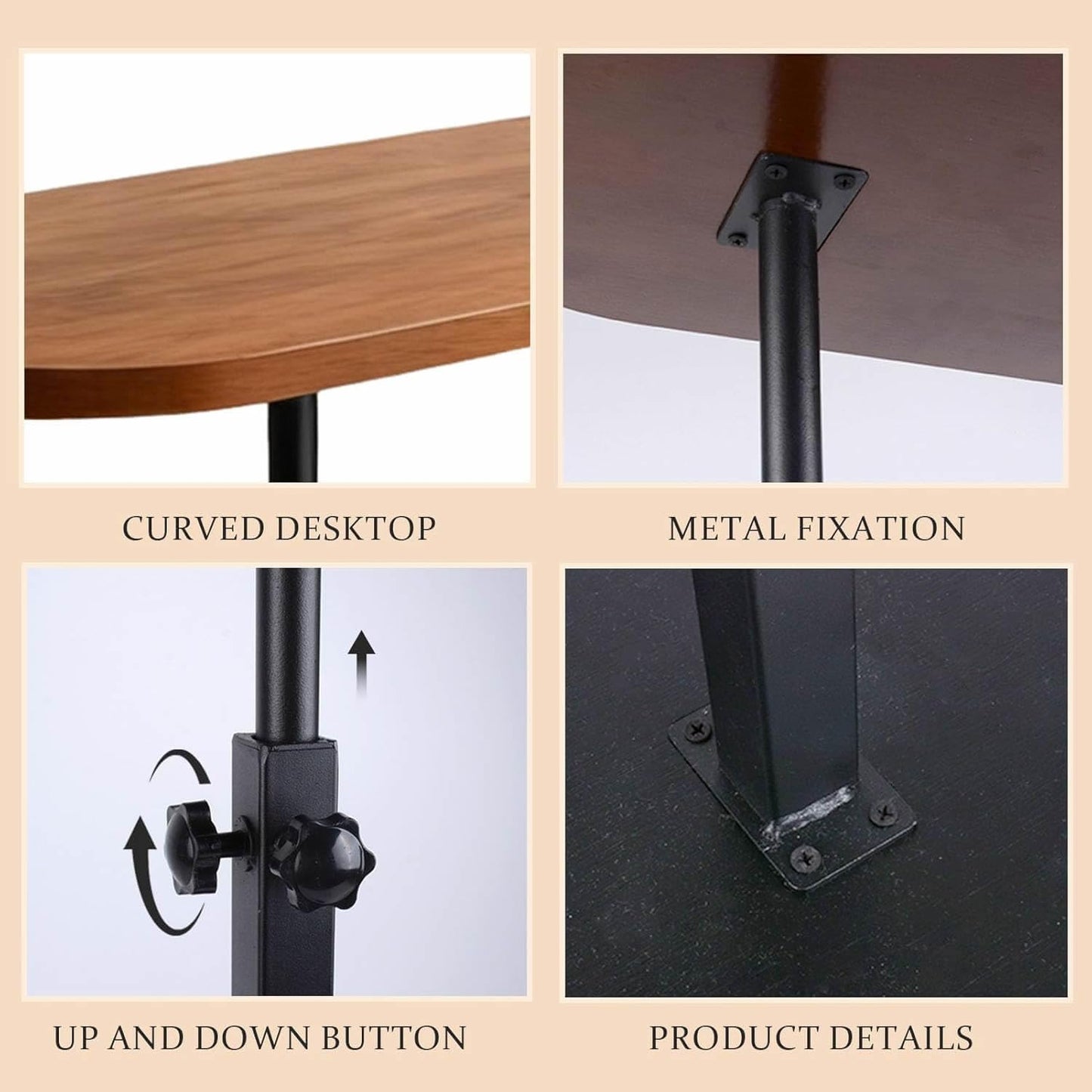 YASHIIN 360° Rotating End Table, Height-Adjustable Side Table, C-Shaped Side Furniture, Bedside Table, Compact Design for Small Spaces