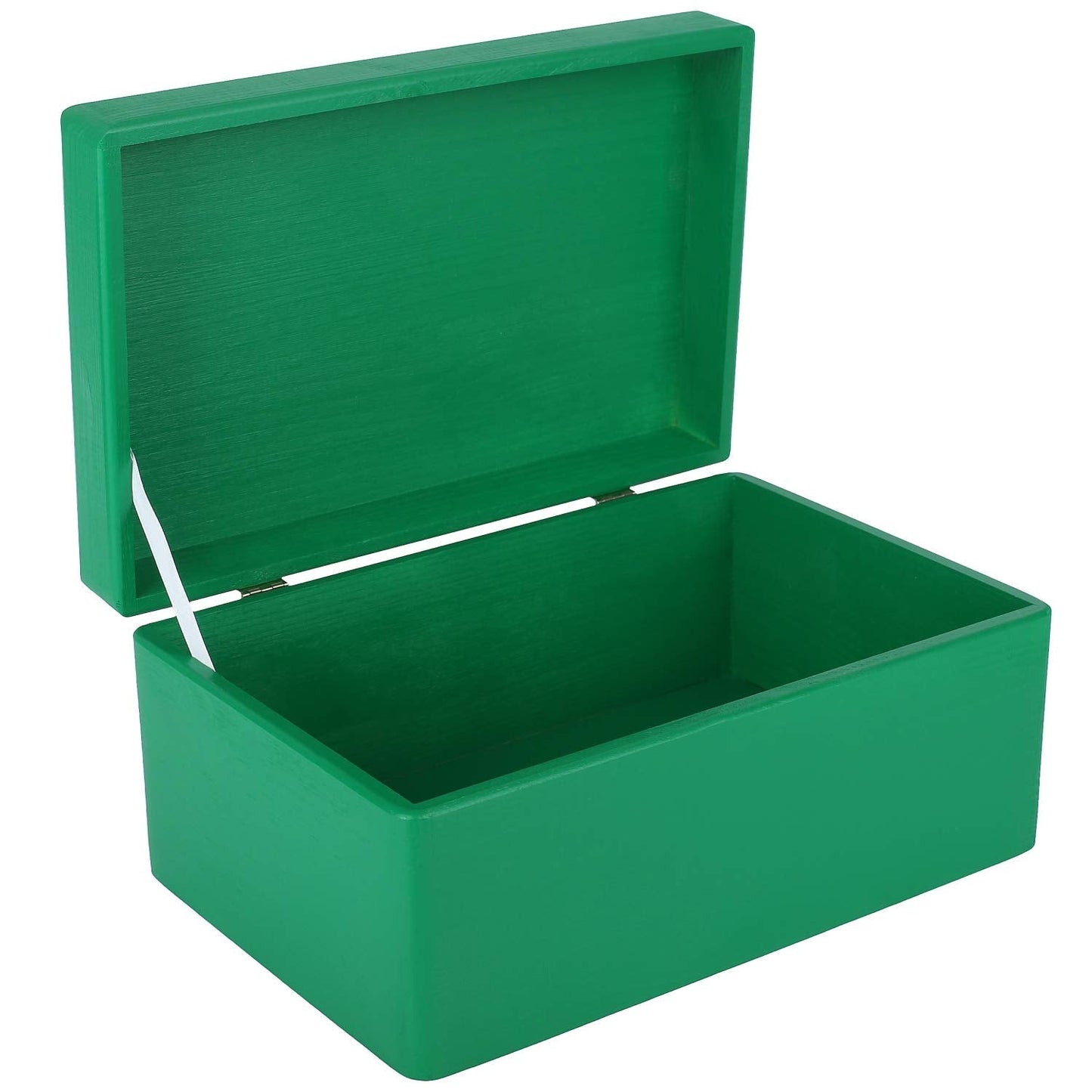 Creative Deco Large Green Plain Wooden Storage Box with Lid | 30x20x14cm (+/-1 cm) | Hinged Lid | Gift Christmas Xmas Box Kitchen Storage | ROUGH &