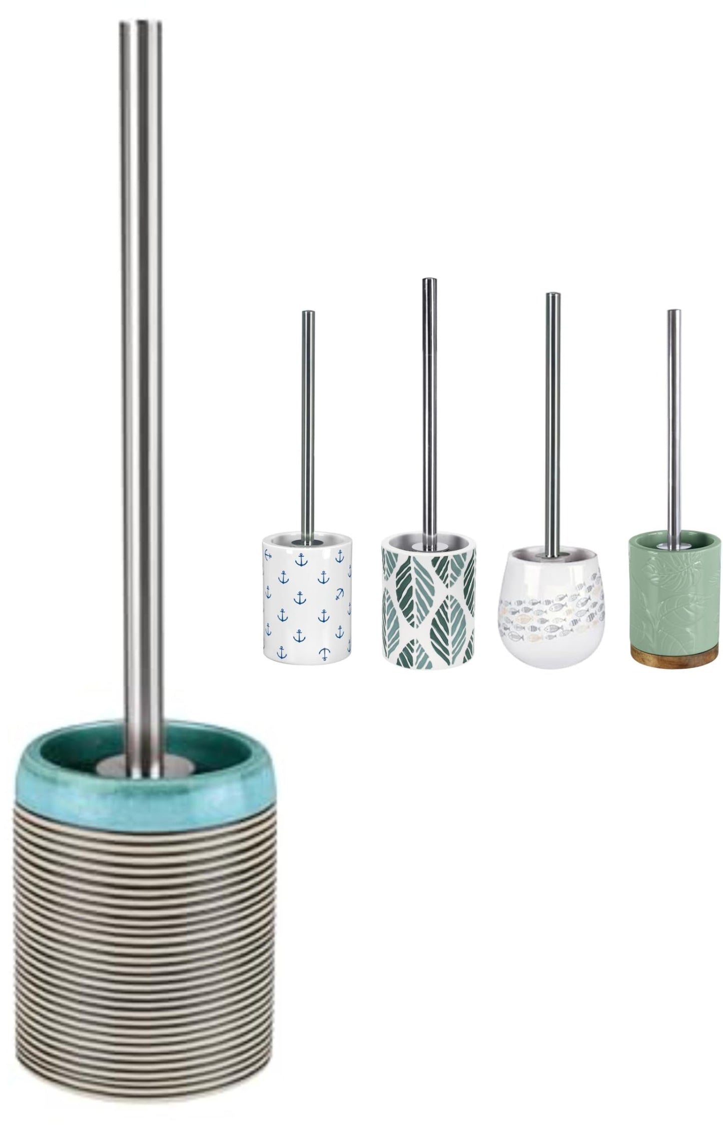 KW Luxury Ceramic/Porcelain/Stoneware Toilet Brush and Holder (Okappi Blue)