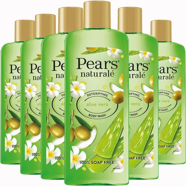 Pears Natural? Body Wash For Detoxified Glowing Skin, Moisturising & Refreshing - Aloe Vera, Pack of 6 (6 x 250 ml)