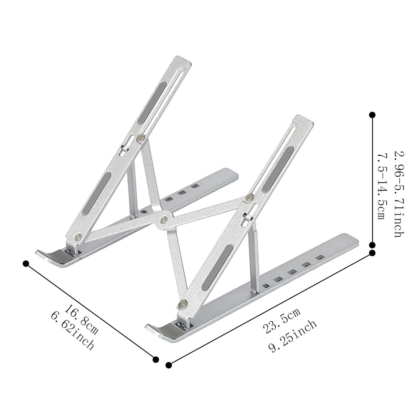 VPB Foldable Laptop Stand, Adjustable, Portable, Aluminium, Silver, 10-15.6 inch Laptops