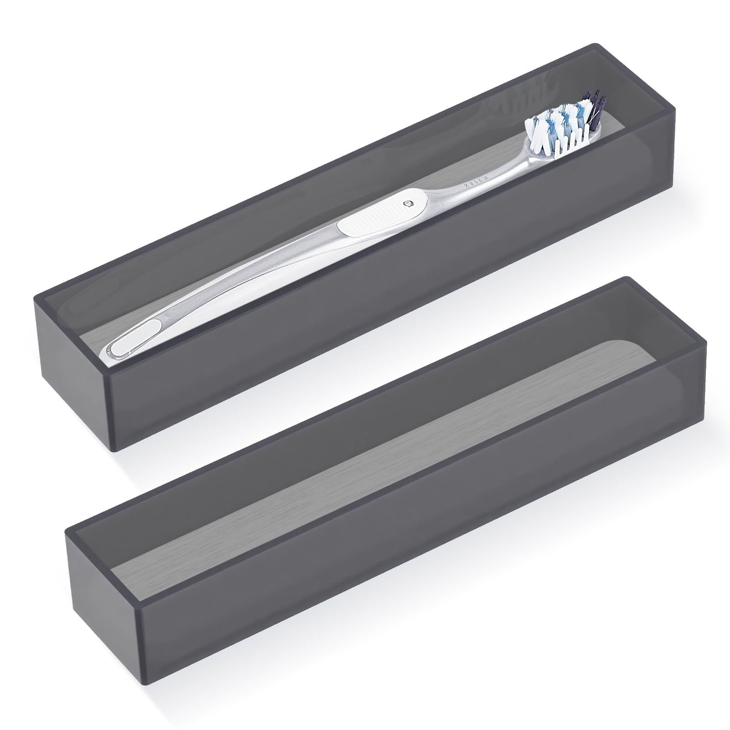 Linkidea 2 Pack Acrylic Toothbrush Holder with Diatomite Drying Stone, Drawer Organizer with Drainage Hole for Toothbrush, Compatible with Colgate