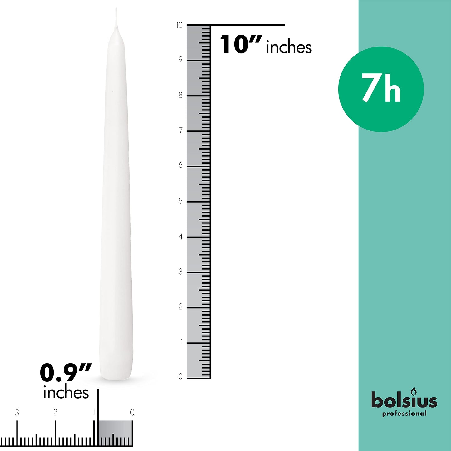 Bolsius Tapered Dinner Candles (Pack of 100), White, Length: 25.4 cm/10 inch, Wax Candles, Tabletop Restaurant Candles, Romantic Dining, P960