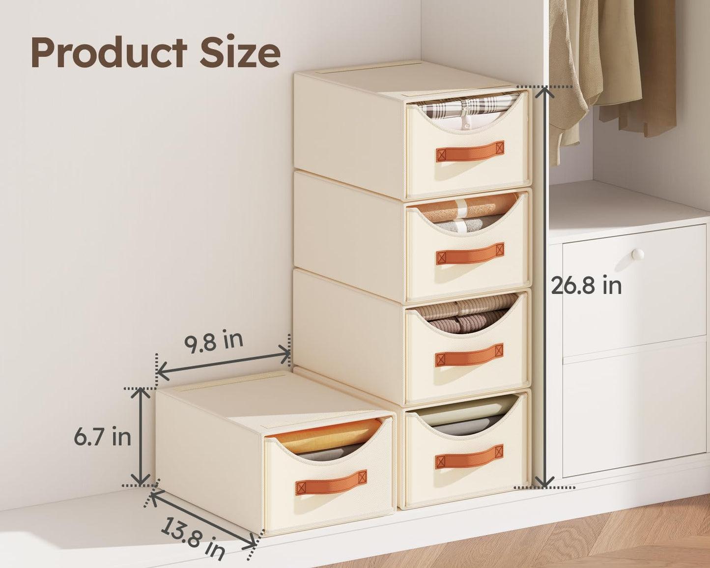Homsorout Wardrobe Storage Organiser - Foldable Stackable Storage Drawers Box, Fabric Storage Baskets for Clothes Organization, Shelves, Bedroom