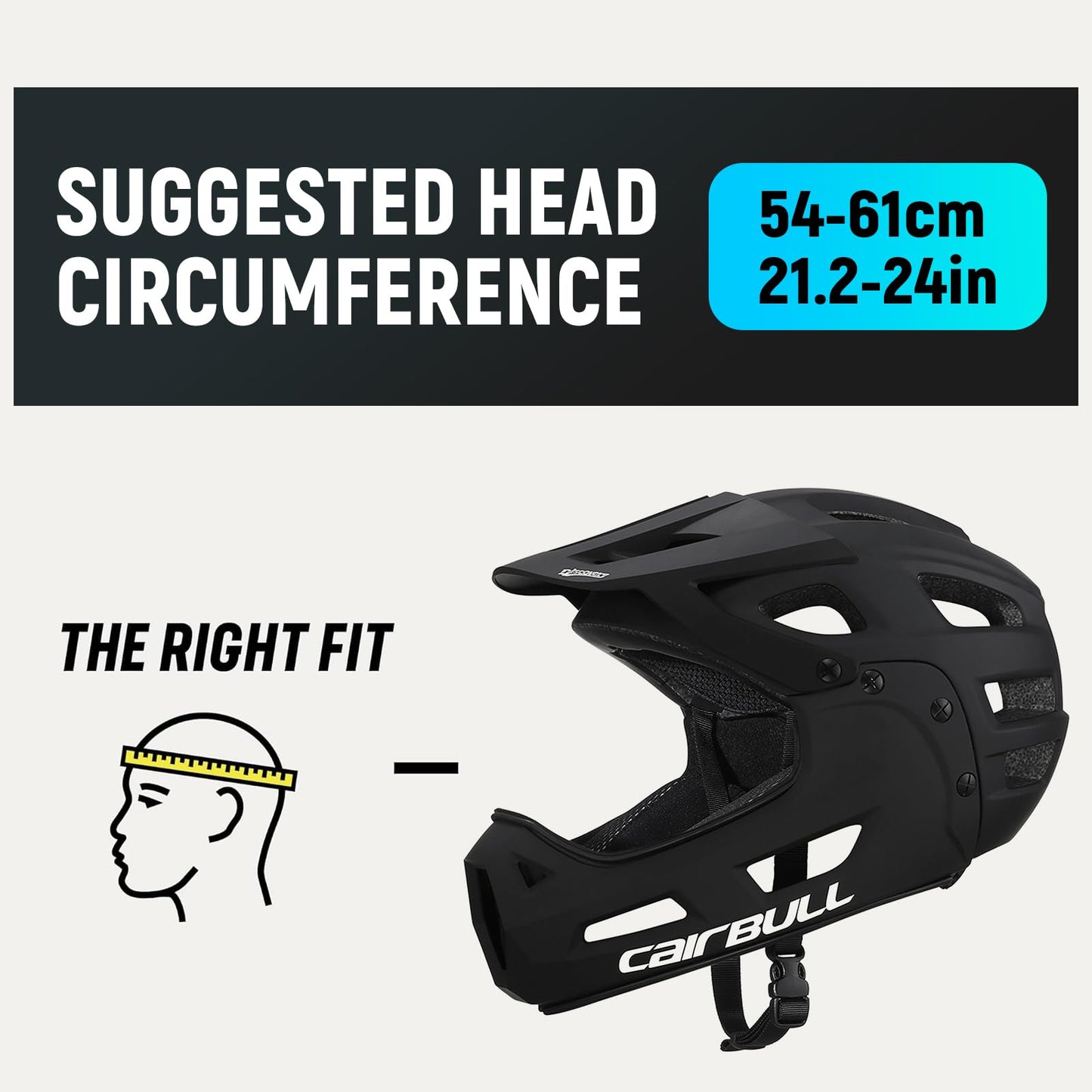 Lixada Full Face Bike Helmet,Adult Cycling Helmet with Detachable Chin Guard and Visor 54-61cm
