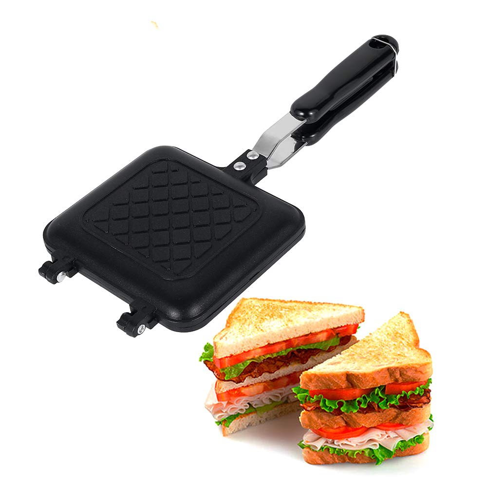 Camping Toastie Maker Non-Stick Stovetop Toastie Maker Baking Pan with Heat-Resistant Handles, Double Sided Multifunction Stovetop Toasties Makers for