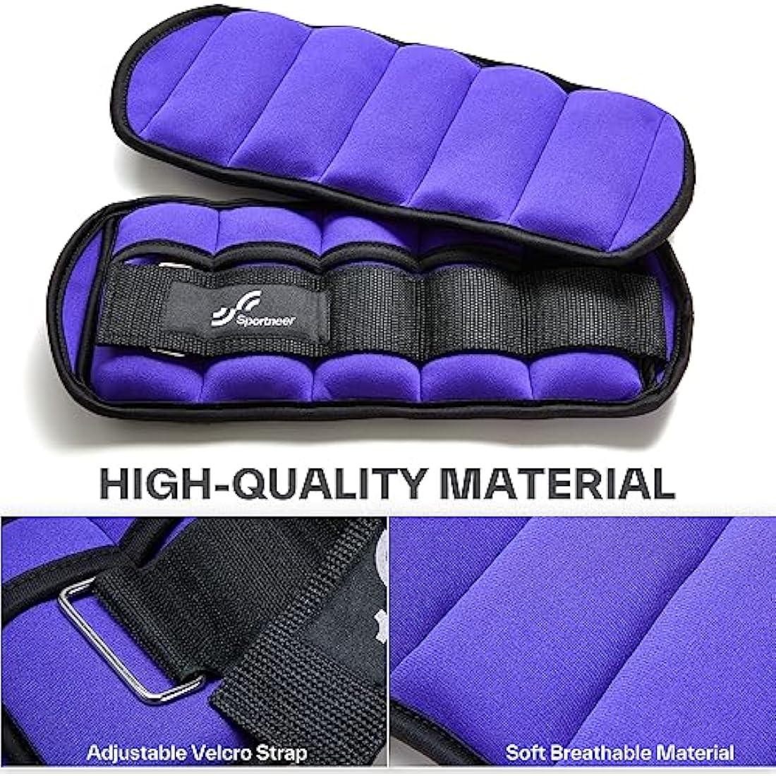 Sportneer Ankle Weights Adjustable Ankle Weights Set Wrist Strap 0.45kg - 2.25kg Each Ankle, 0.9kg - 4.5kg a Pair