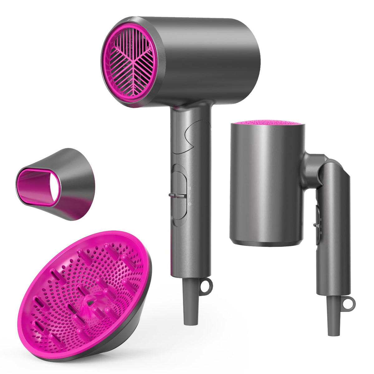 Foldable Ionic Hair Dryer 1800W Professional Blow Dryer with 2 Speed 3 Heat, Cool Shot, Diffuser & Concentrator, Travel Hairdryer for Women & Men -
