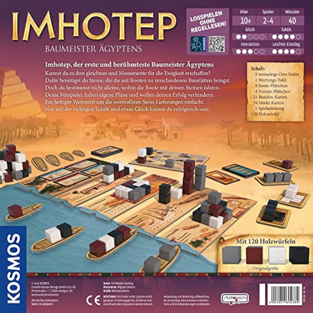 Kosmos Imhotep - Baumeister Ägyptens: Familienspiel für 2-4 Spieler ab 10 Jahren