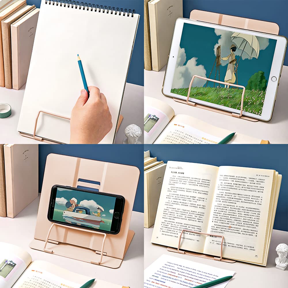 Geoyien Book Stand, Book Holder for Reading in Bed, Multifunctional Metal Reading Rack, Adjustable Angle, Correct Sitting Posture, Reduce Fatigue