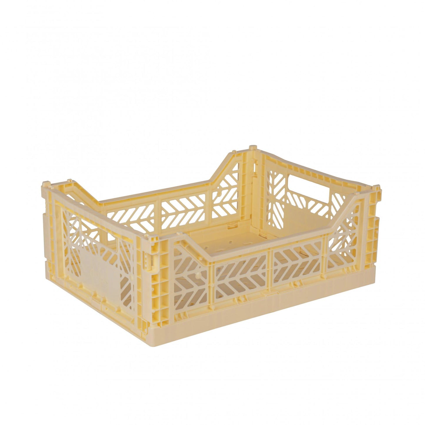 AYKASA Folding Crate, Sturdy Folding Box, Plastic, Stackable, Banana, Midi (40 x 30 x 14 cm)