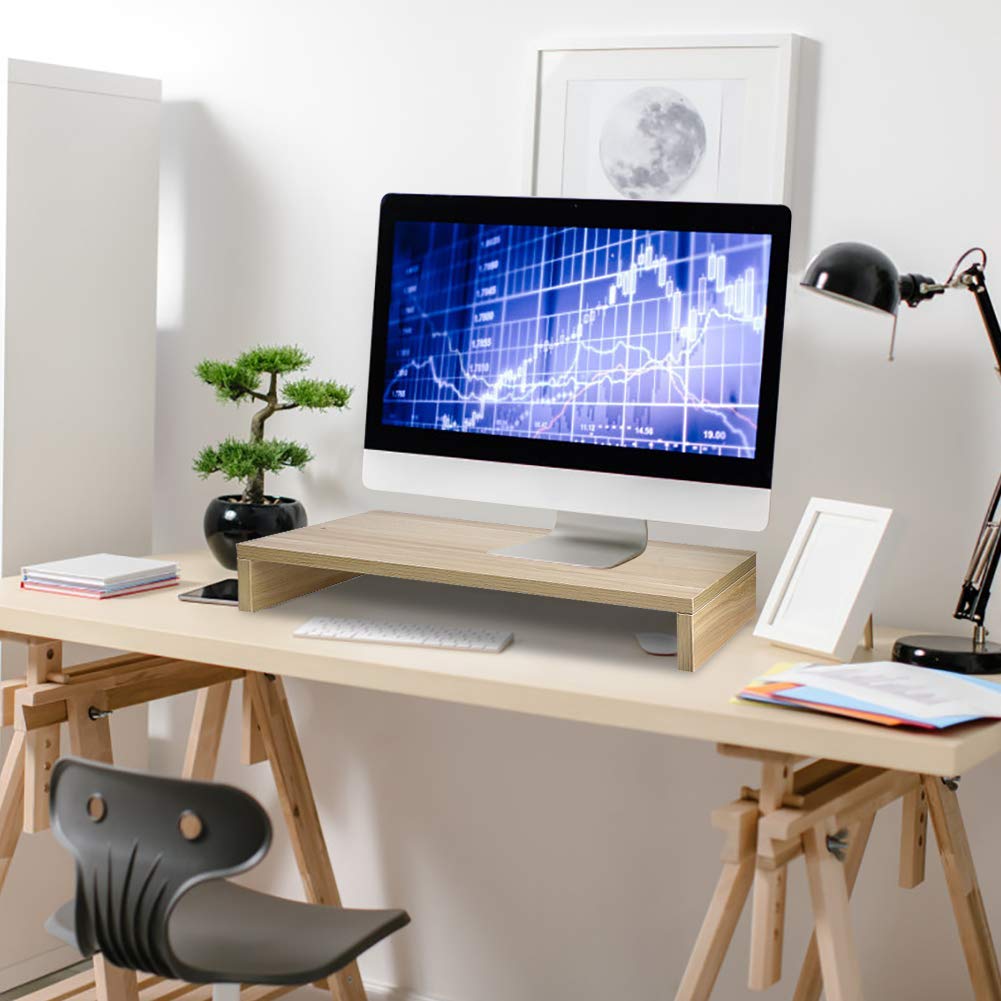 Ejoyous Wood Monitor Stand Riser, Desk Monitor Stand Ergonomic Laptop Stand for Computer, Notebook, PC(50x20x7.7cm)