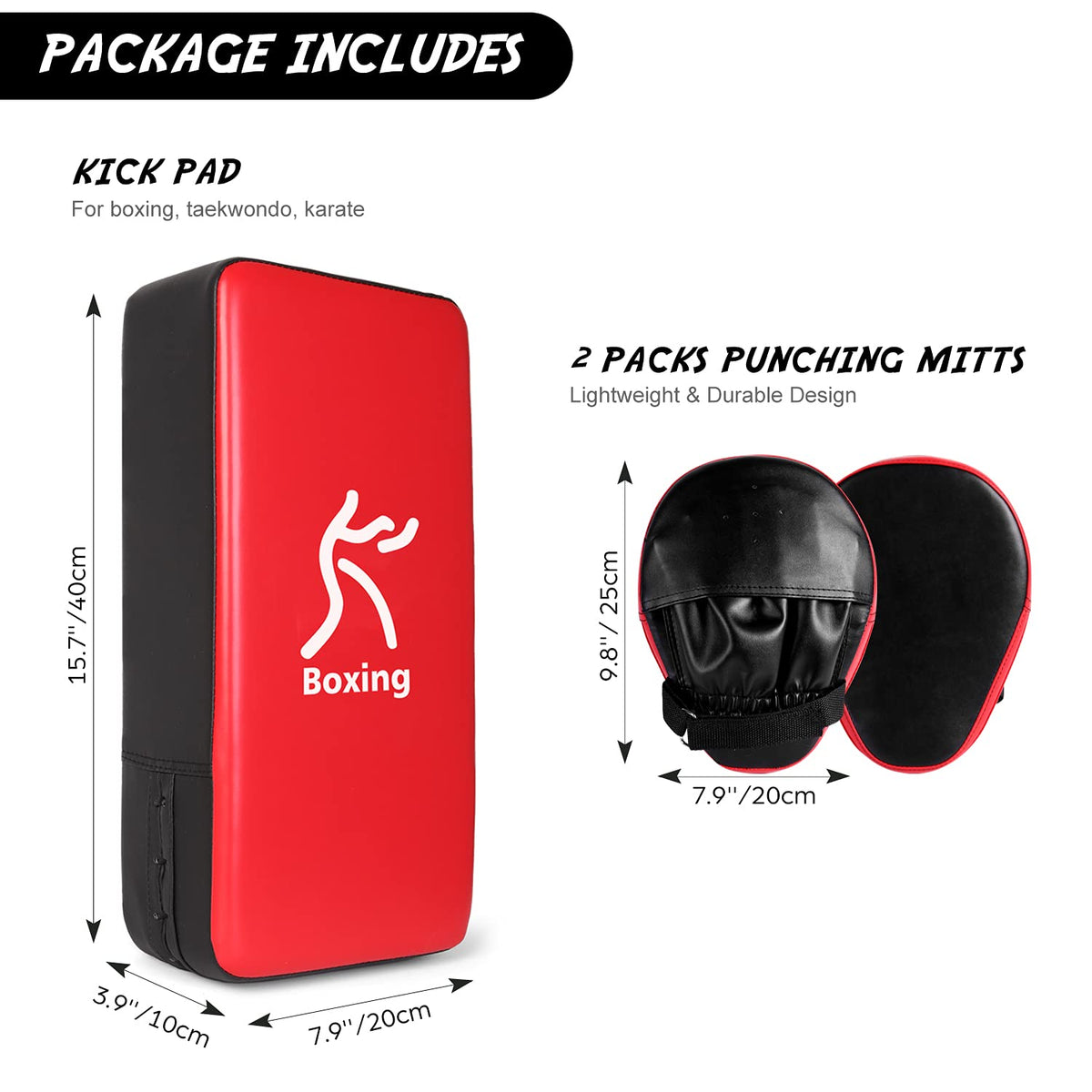 Odoland Punching Mitts and Kick Pack Set, Boxing Mitts Focus Pads, Taewondo Kick Pad, Great for Boxing, Kickboxing, Karate, Muay Thai, Boxing