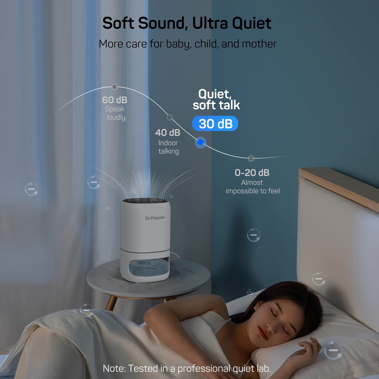 DR.PREPARE Dehumidifiers for Home, 2-in-1 Dehumidifier and Air Purifier with Filter, Auto Off & Timer, Ultra Quiet, Low Energy Portable Small Electric