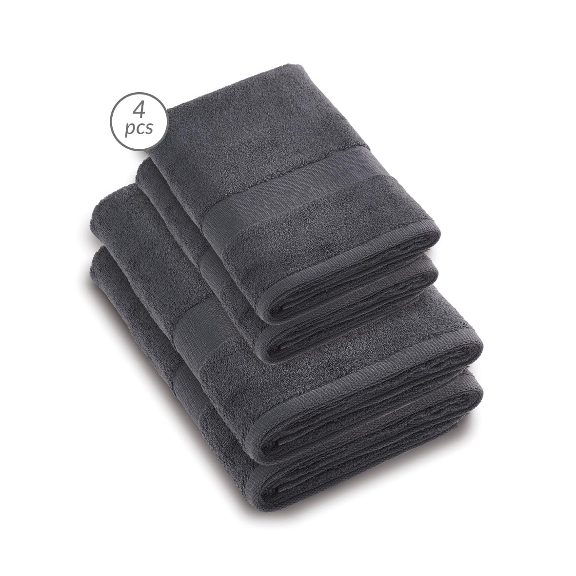 Pure Cotton - Set of 2 Towels & 2 Bath Sheets - Combed Cotton Terry Cloth - Standard 100 Oeko-TEX - Washable 40°C - 2 x 50 x 100 cm