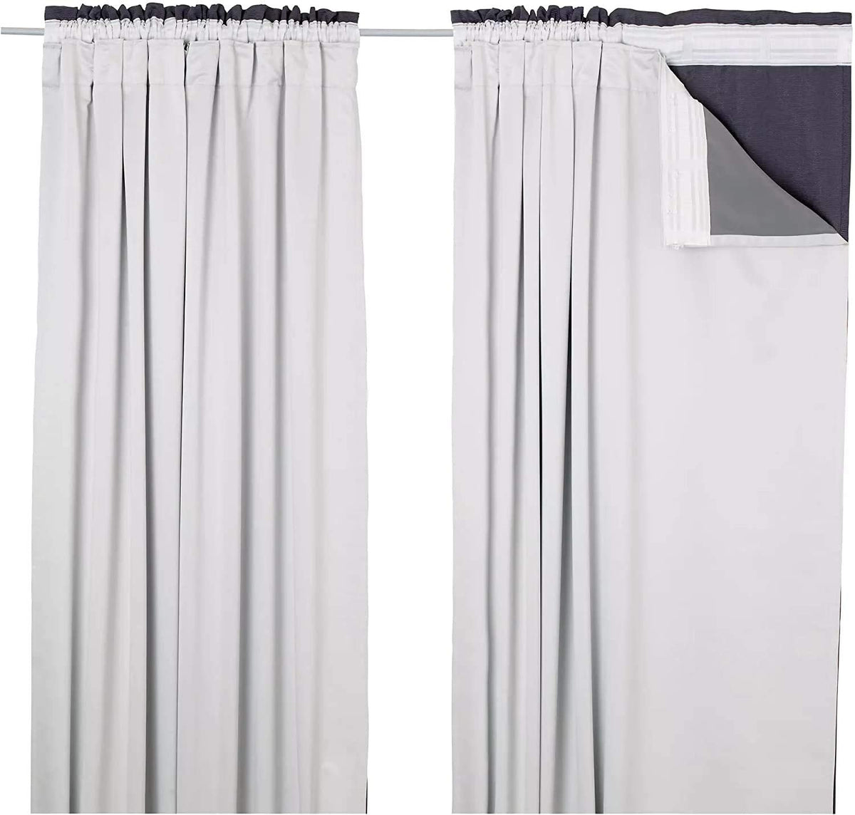 Kinfolk Textile Thermal Blackout Curtain Linings Pair 3 Pass Includes Curtain Hooks (90" x 72")