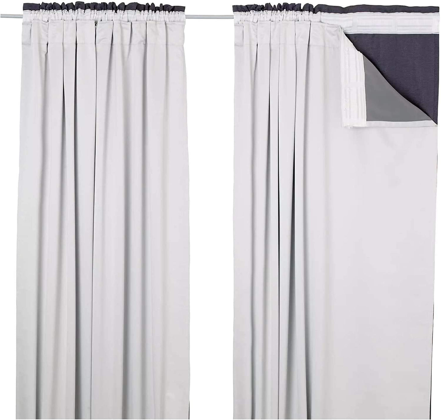 Kinfolk Textile Thermal Blackout Curtain Linings Pair 3 Pass Includes Curtain Hooks (90" x 90")