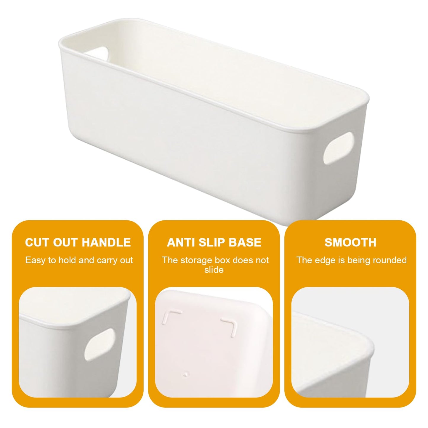 10 PCS Narrow Storage Box, 28×10 Cm Plastic Storage Basket Narrow Bathroom Storages Basket Small Bathroom Cabinet Organiser White Cupboard Organiser