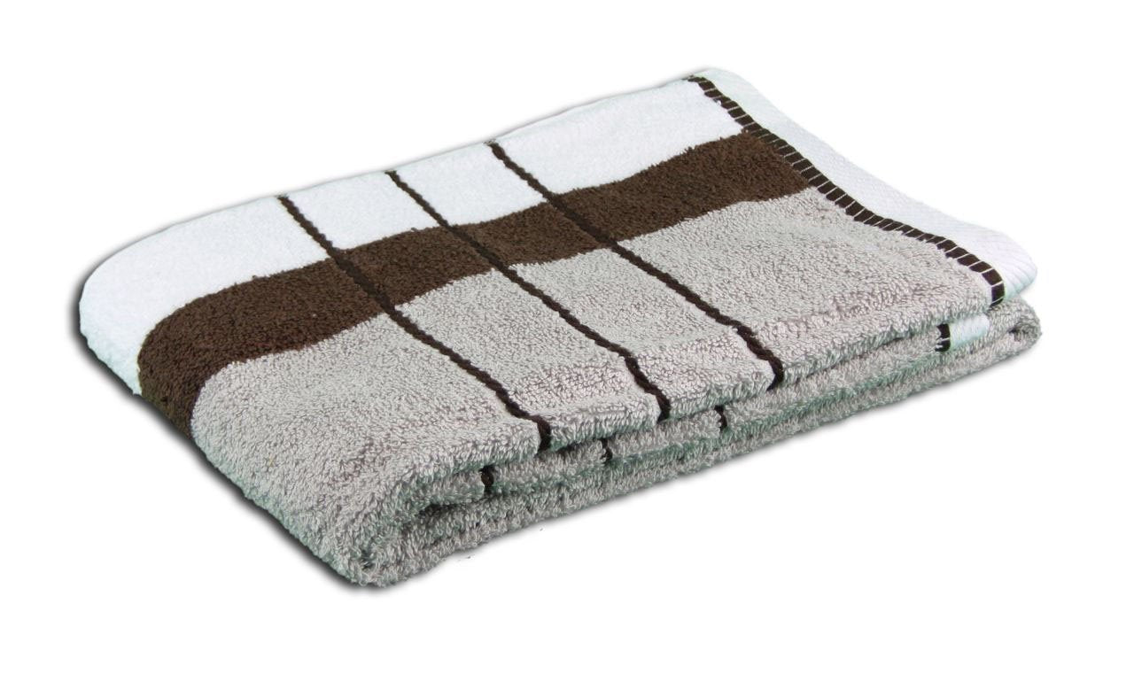 G?zze - Beach Towel, 100% Baumwolle, Berlin, Striped, 70 x 140 cm - Taupe/Chocolate