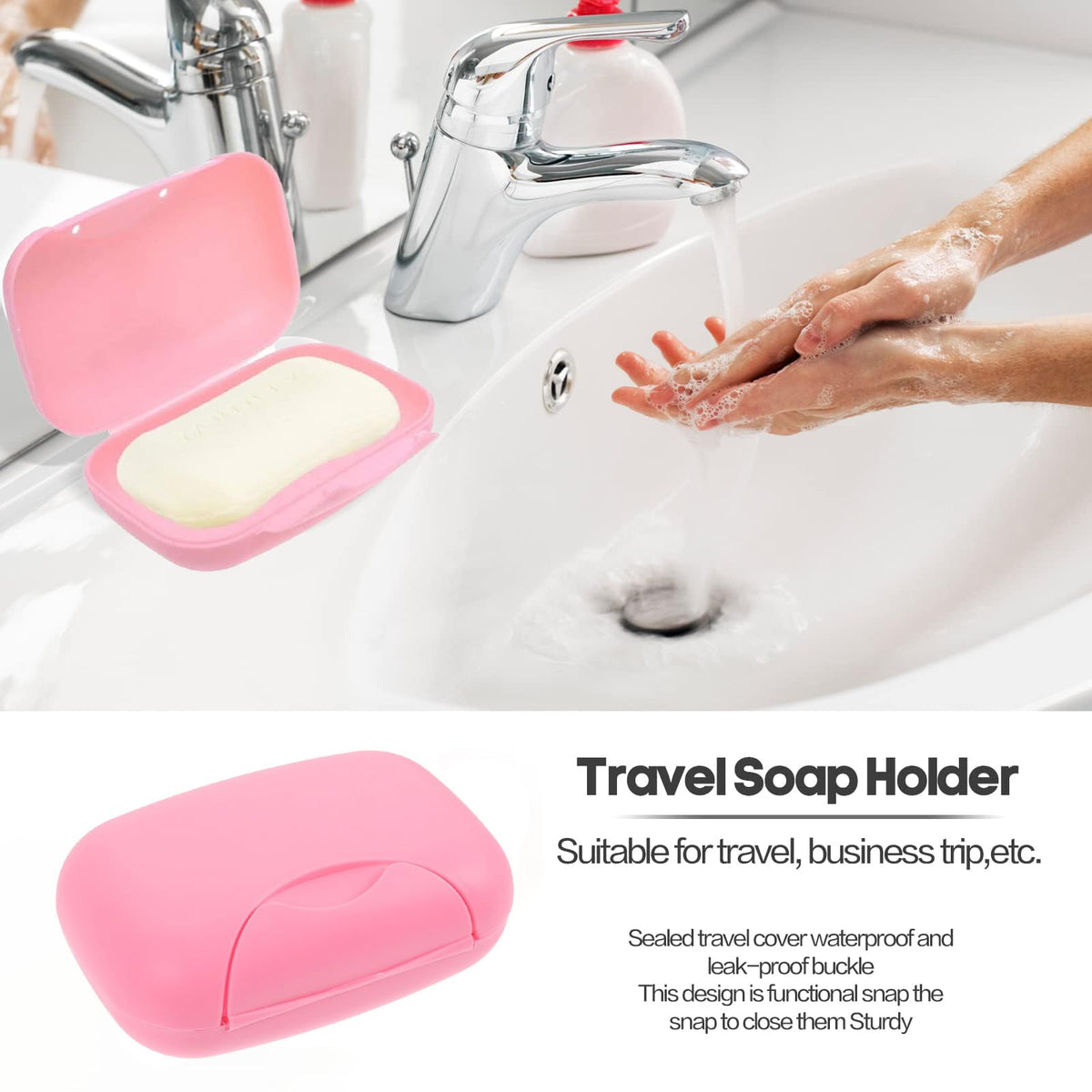 2 Pcs Soap Dish with Lid Waterproof and Leakproof Soap Box Sealed Soap Case for Shower Travel Hiking Bathroom School Gym and Camp (Pink+Blue)