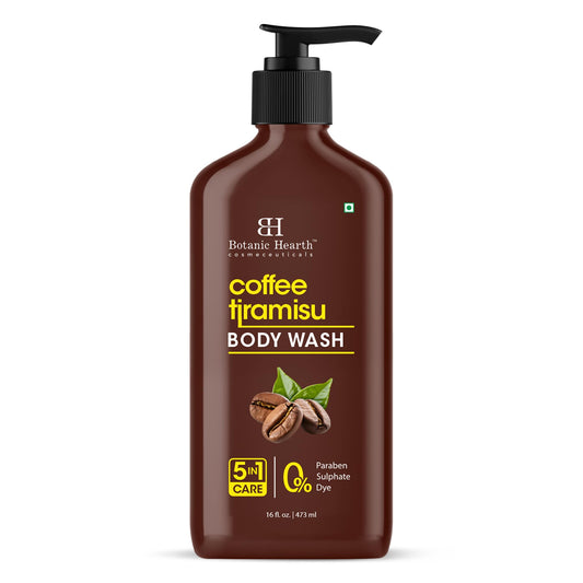 Botanic Hearth Coffee Tiramisu Body Wash, 5-in-1 Care Formula, Paraben & Sulphate Free, 16 fl oz (473 ml), Nourishing Body Cleanser with Invigorating