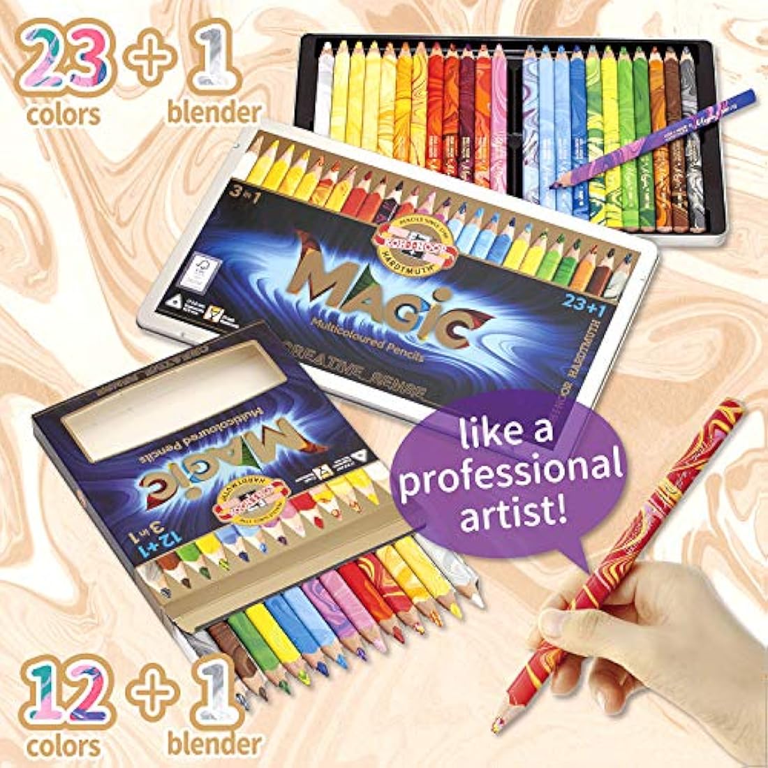 Koh-I-Noor Magic Jumbo Triangular Coloured Pencil, Pack of 24, Multicolor