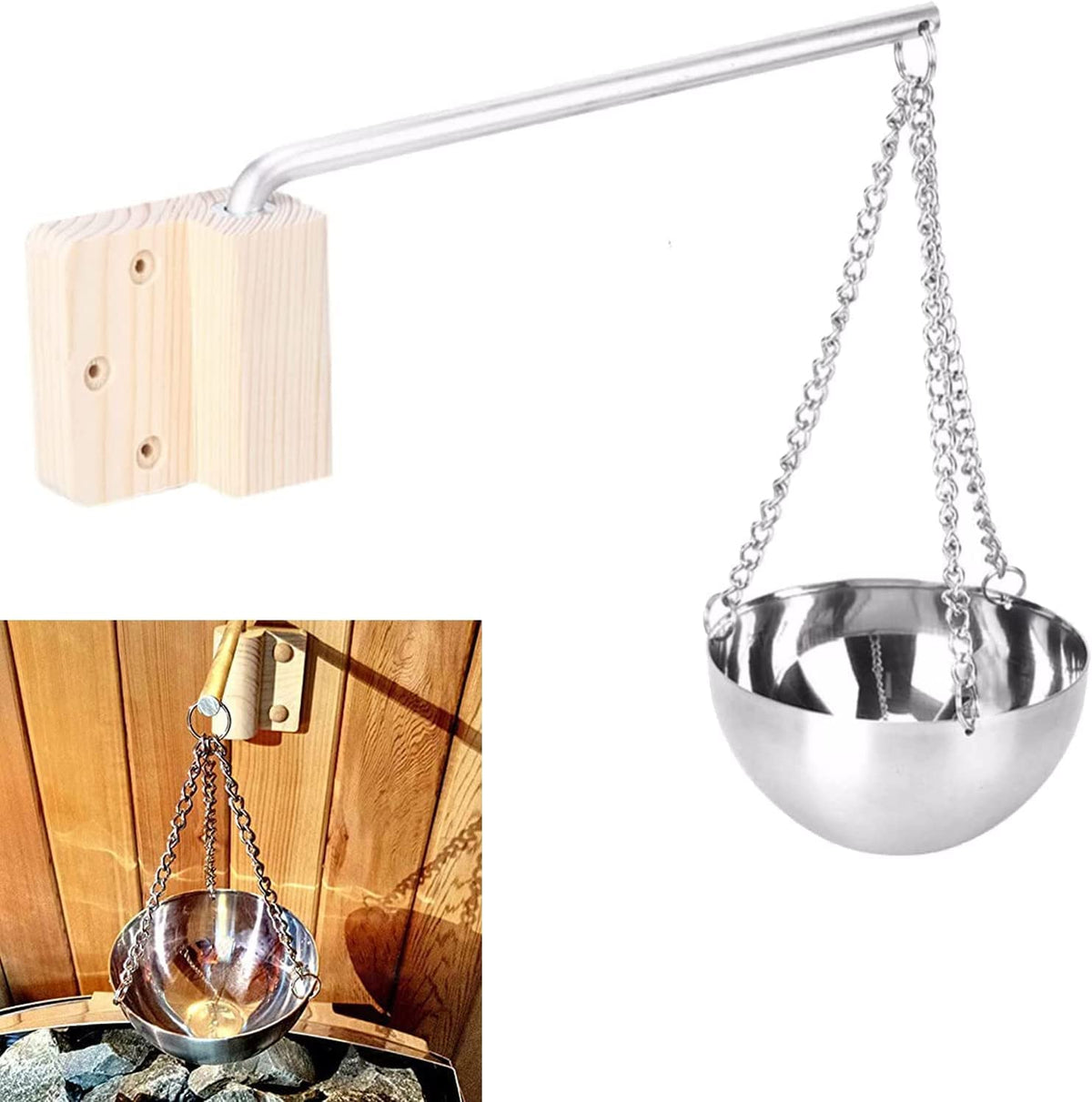 Aroma Bowl Sauna, 350 ML Sauna Bowl Stainless Steel Sauna Aroma Bowl Sauna Accessories for Spa Sauna Evaporator Bowl Hanging Bowl Cup Essential Oil