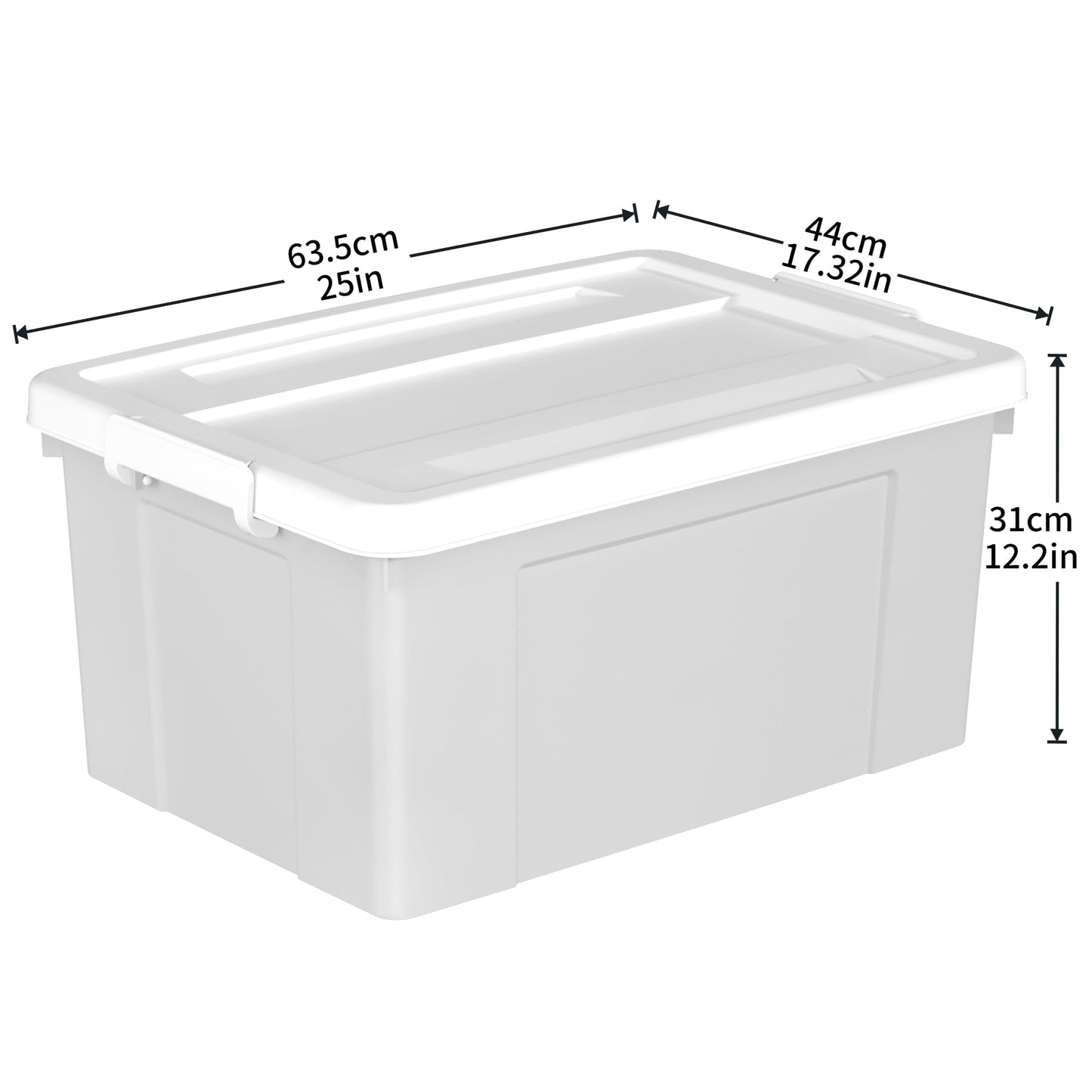 Cetomo 65L*4 Storage Boxes, Plastic Storage Box with Lids, Organizing Container with Secure Latching Buckles, Stackable, Nestable