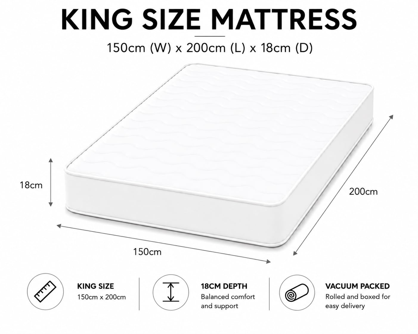 eXtreme comfort ltd Cooltouch Colours White King Size Mattress