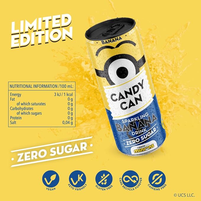 Candy Can, Minions, Banana Candy, Fizzy Drink, Nostalgic American Soda Flavours, Despicable Me, Sugar Free, Sparkling Pop Can