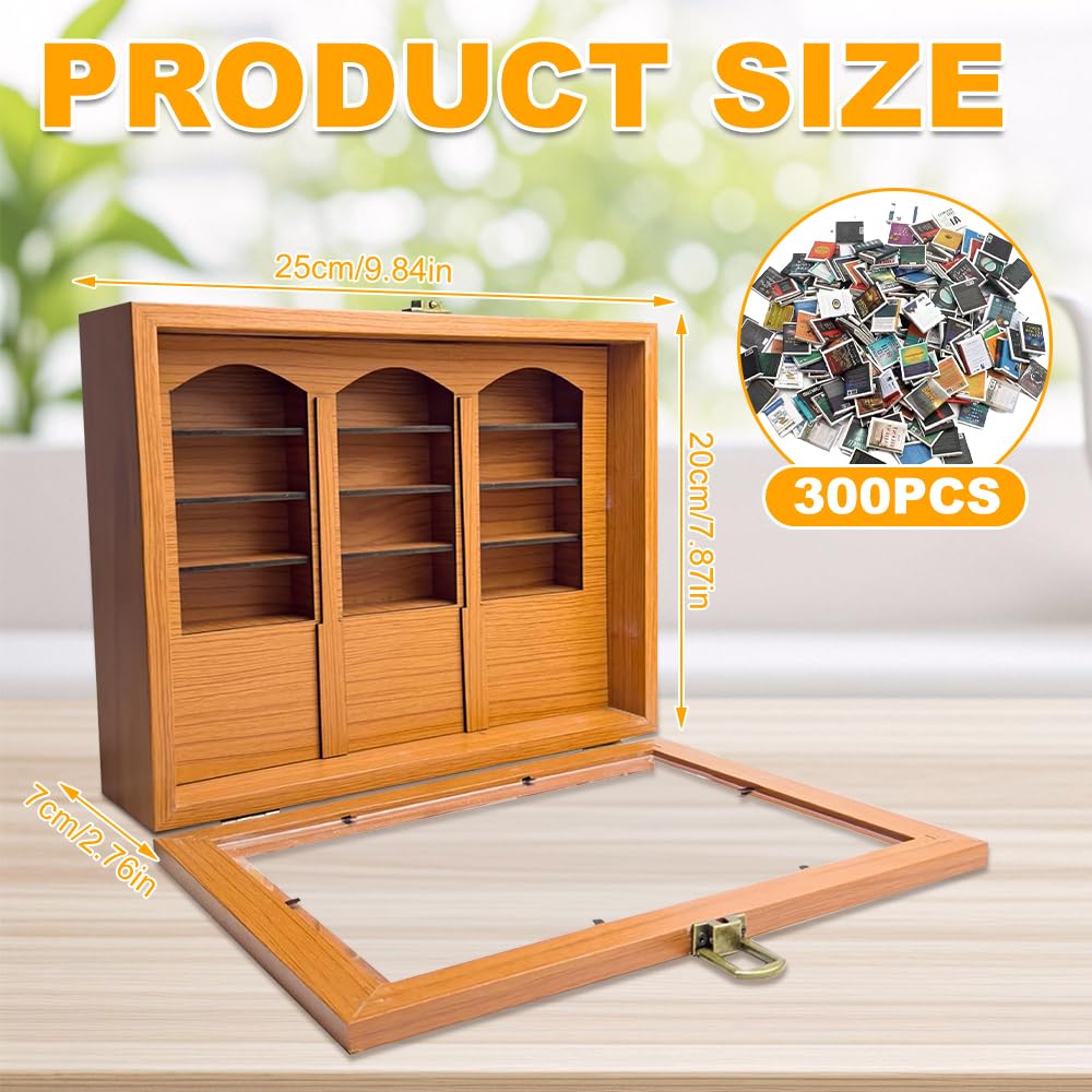 SGZIOO Anxiety Bookshelf Shake Away Your Anxiety, Mini Bookshelf and 300 Pcs Mini Books, Wooden Miniature Library, for Stress & Anxiety Relief