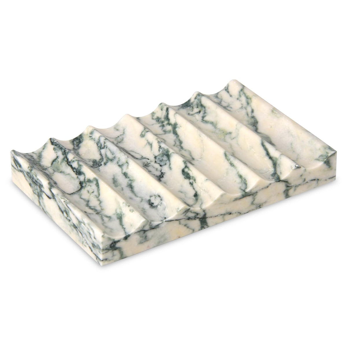 Luxury Marble Soap Dish Tray,Rectangle Stone Marble Soap Tray,Self Draining Soap Holder for Bathroom, Kitchen (Green Texture)