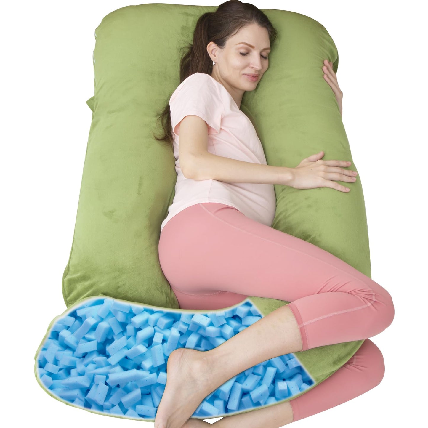 TaiBest U Shaped Full Body Pregnancy Pillow with Removable Cover for Maternity Women,Pregnancy Pillows for Sleeping,Support for Back, Legs, Belly,55
