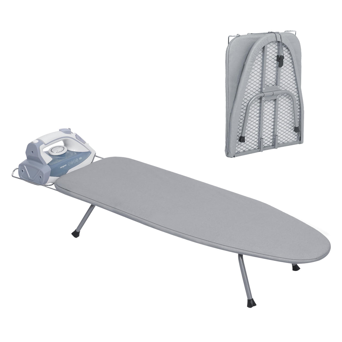 LOFTEY Table Top Ironing Board with Iron Rest, Small Folding Ironing Board with 8mm 100% Cotton Pad, Anti-slip Feet, Perfect for Small Spaces, 80 x 30