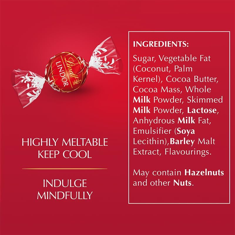 Lindt Lindor Milk Chocolate Truffles Bag - Approx 80 balls, 1kg - Chocolate Truffles with a Smooth Melting Filling - Gift Present or Sharing Box - Easter, Birthday, Congratulations