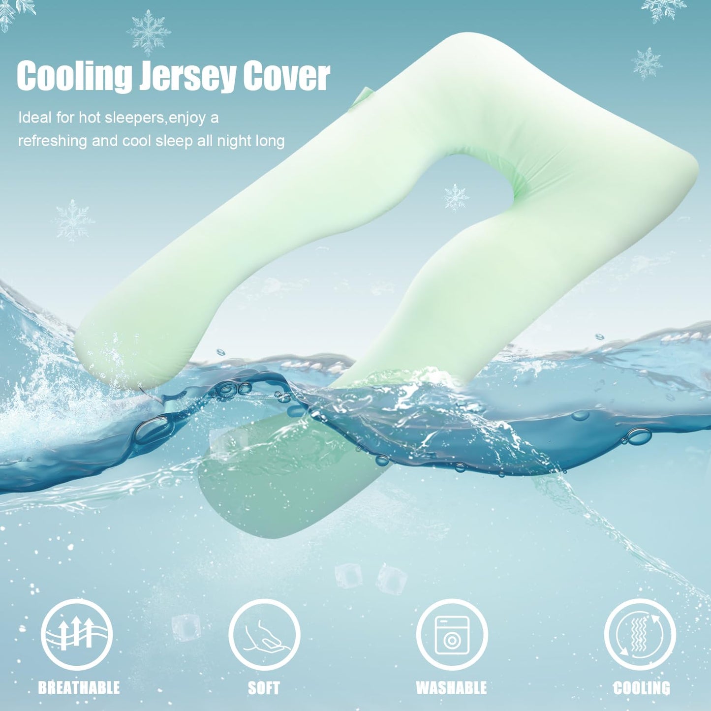 Chilling Home Pregnancy Pillow Cooling,Jersey 55 inches Maternity Pillow for Pregnant Women, Comfortable U Shaped Full Body Pillow Pregnancy Pillows