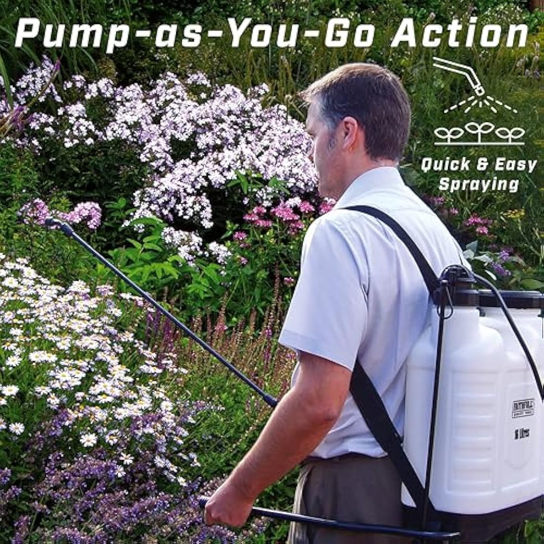 Faithfull Pressure Sprayer Knapsack - 16 Litre Capacity Garden Spray Pump with 3 Adjustable Nozzles & Service kit