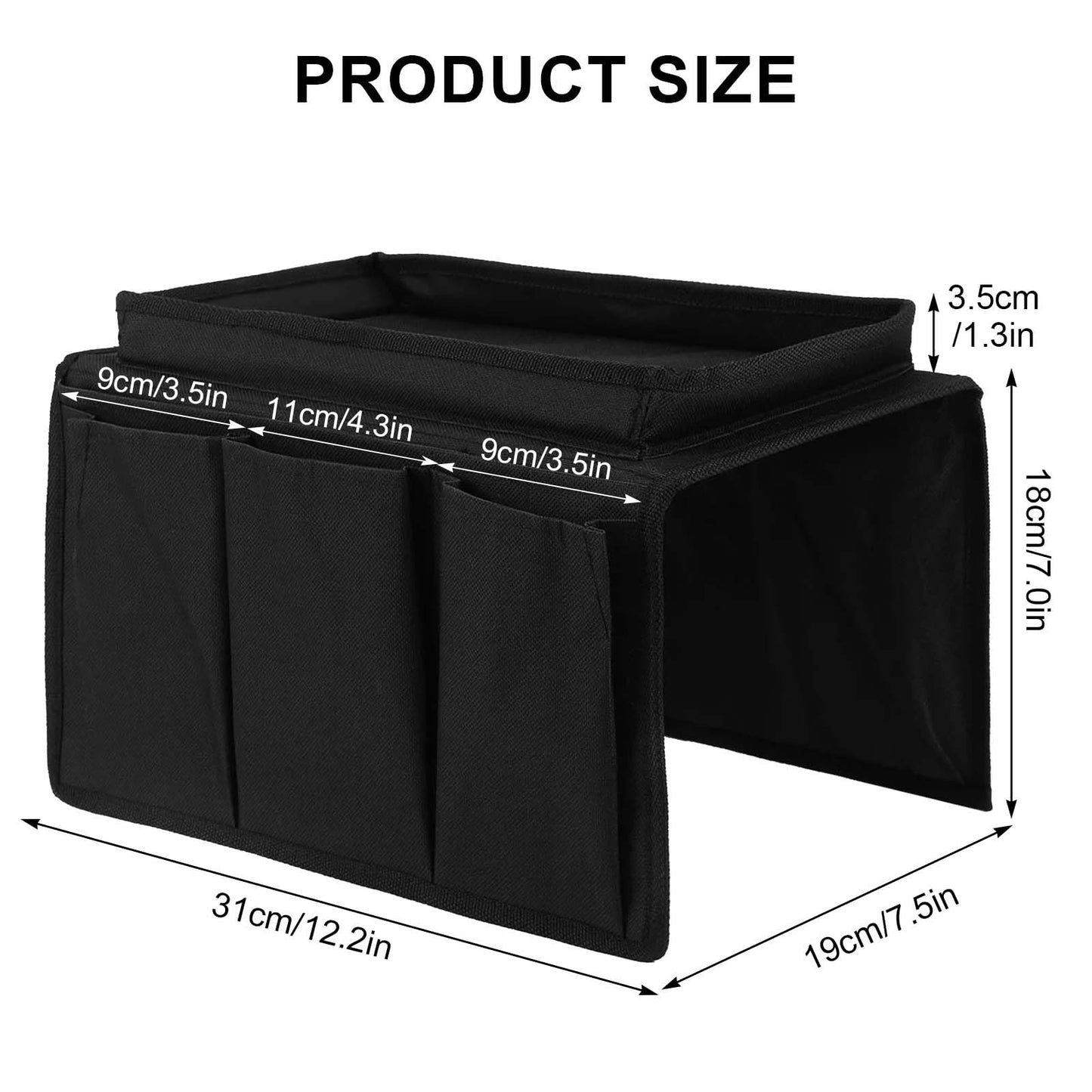 Colexy Sofa Armrest Organizer, Couch Caddy Arm Hanging Storage Bag With Cup Holder Tray
