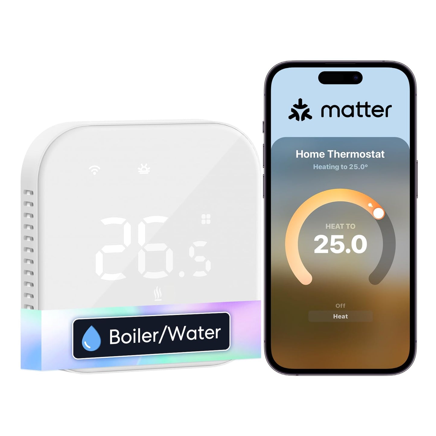 Meross Smart Thermostat Works with Combi Boiler & Water-Based Underfloor Heating, WiFi Room Programmable Thermostat with App Control, Energy Saving,