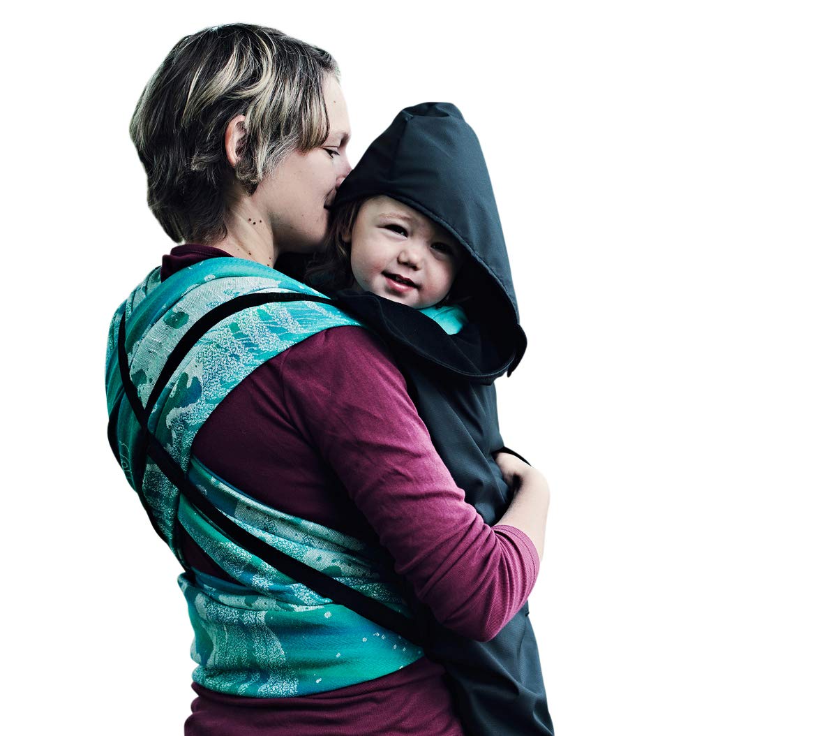 BundleBean - Babywearing All-Weather Waterproof Sling and Baby Carrier Cover (Plain Black) - Rain Cover with Fleece Lining, Universal Fit, Fits Front