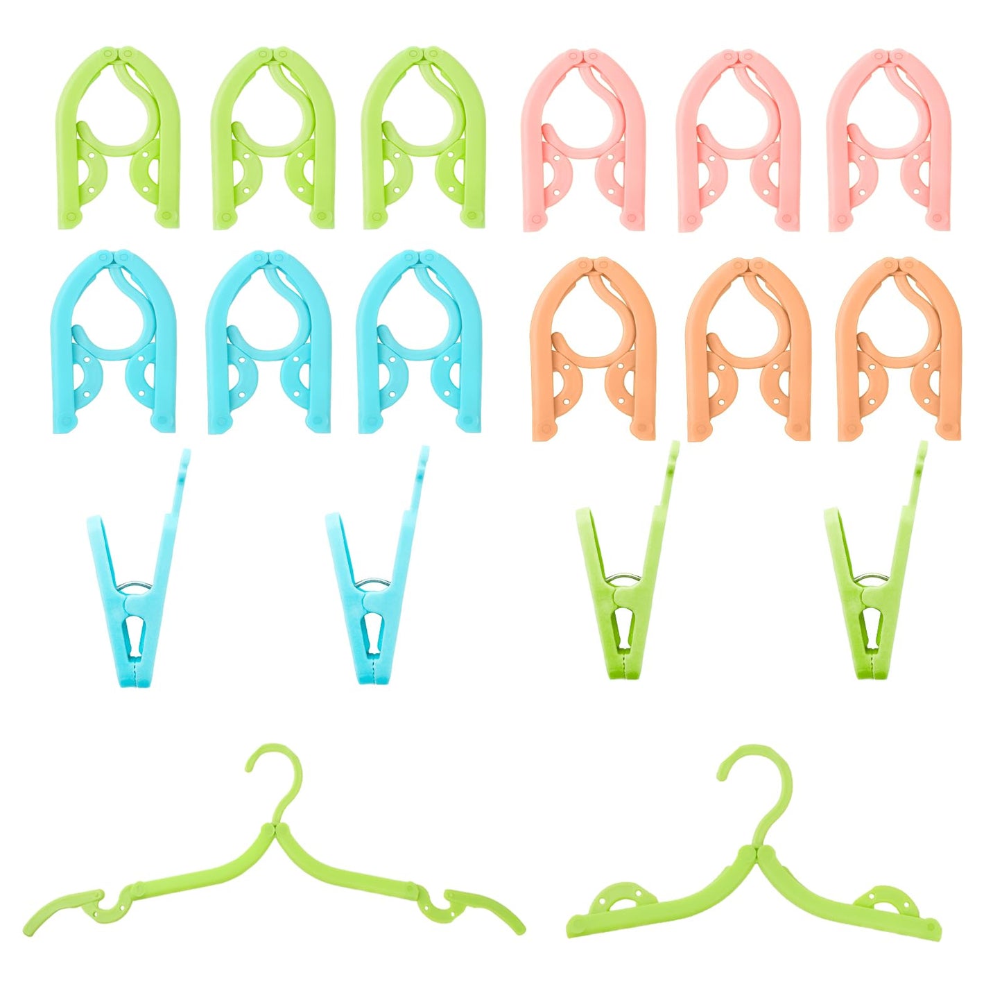 GOWTX 12 Pack Foldable Travel Hangers, Anti-Slip Coat Hanger with 4 Clips
