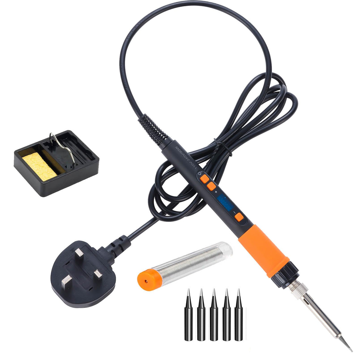 Soldering Iron Kit 90W,8-in-1 Set Adjustable Temperature 180-500? Digital LED Screen Soldering Iron Kit with Stand,Solder Wire,5 Solder Tips for