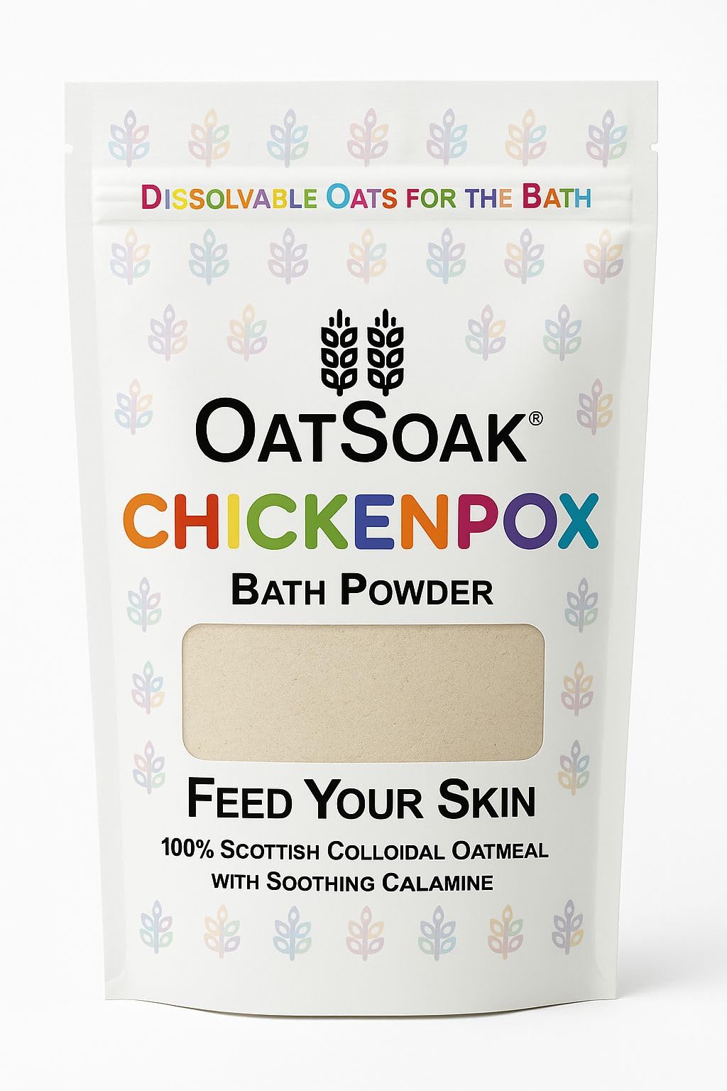OatSoak Chicken Pox Relief Bath Powder with Soothing Calamine and Colloidal Oatmeal. Dissolvable Oats. Instant Itch Relief, no Mess, resealable Bag,