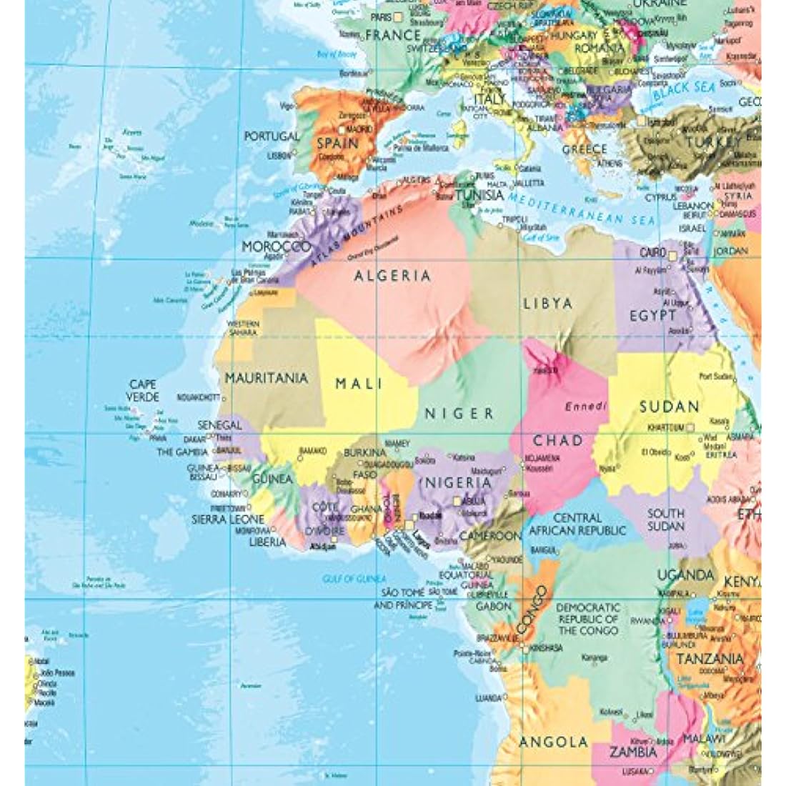 Maps International - Giant World Map Mural - Mega-Map Of The World - 232 x 158 - Blue Ocean