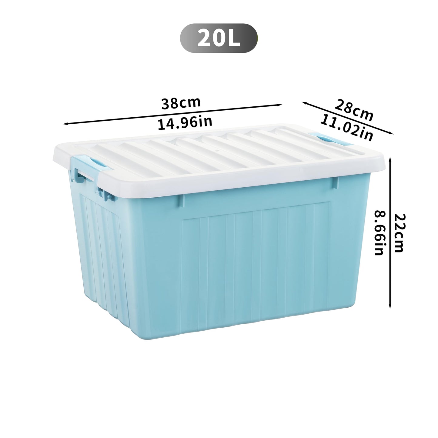 Cetomo 15L*3 Storage Boxes with Lids, Plastic Storage Box with Secure Side Latches, Stackable & Nestable Organizer for Home, Office, Moving, PP, Blue