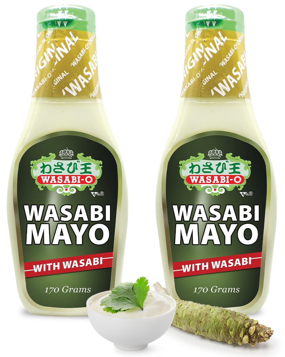 WASABI-O Premium Fusion Mayonnaise Real Wasabi & Ketchup Blend, Ideal for Fish and Chips, Sandwiches, Salads, and Coleslaw 170G (Pack of 2)